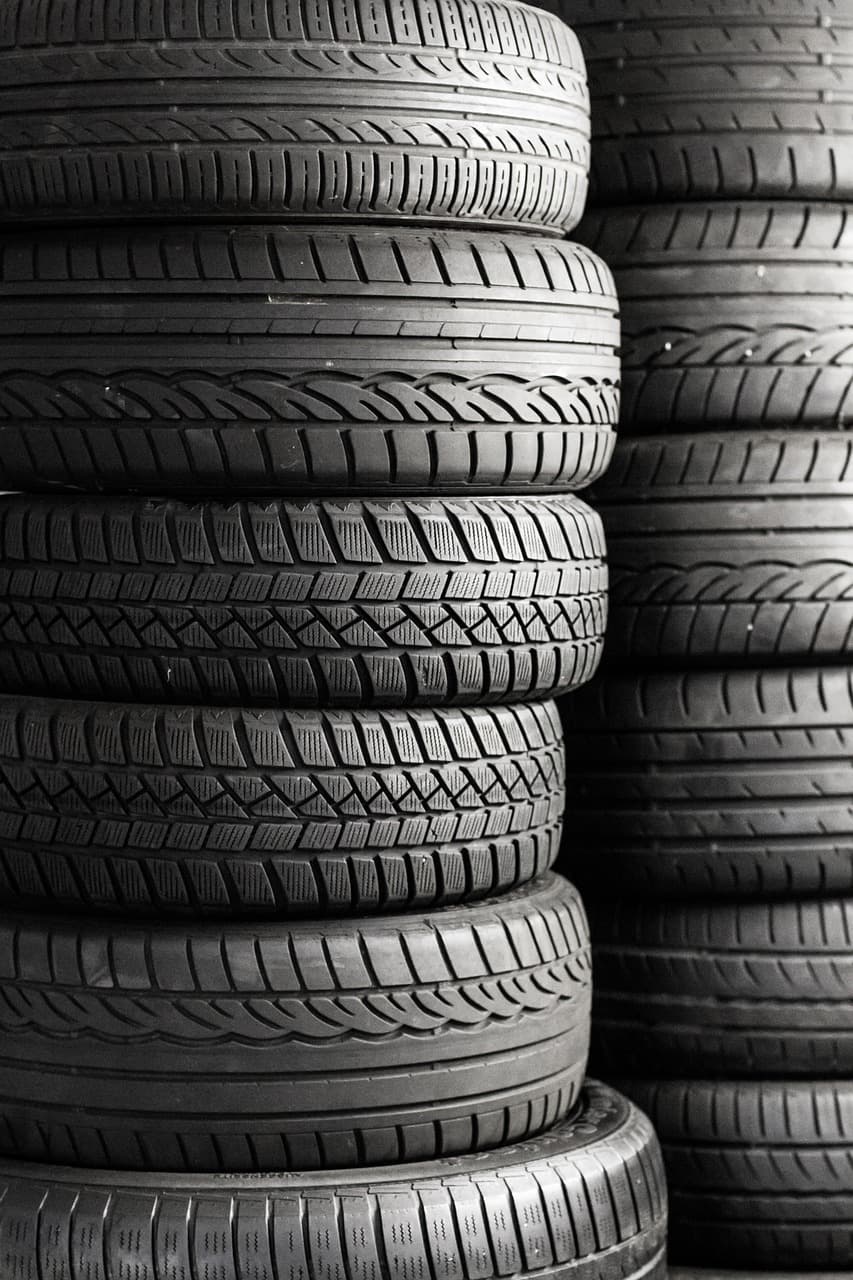 Stacks of car tyres