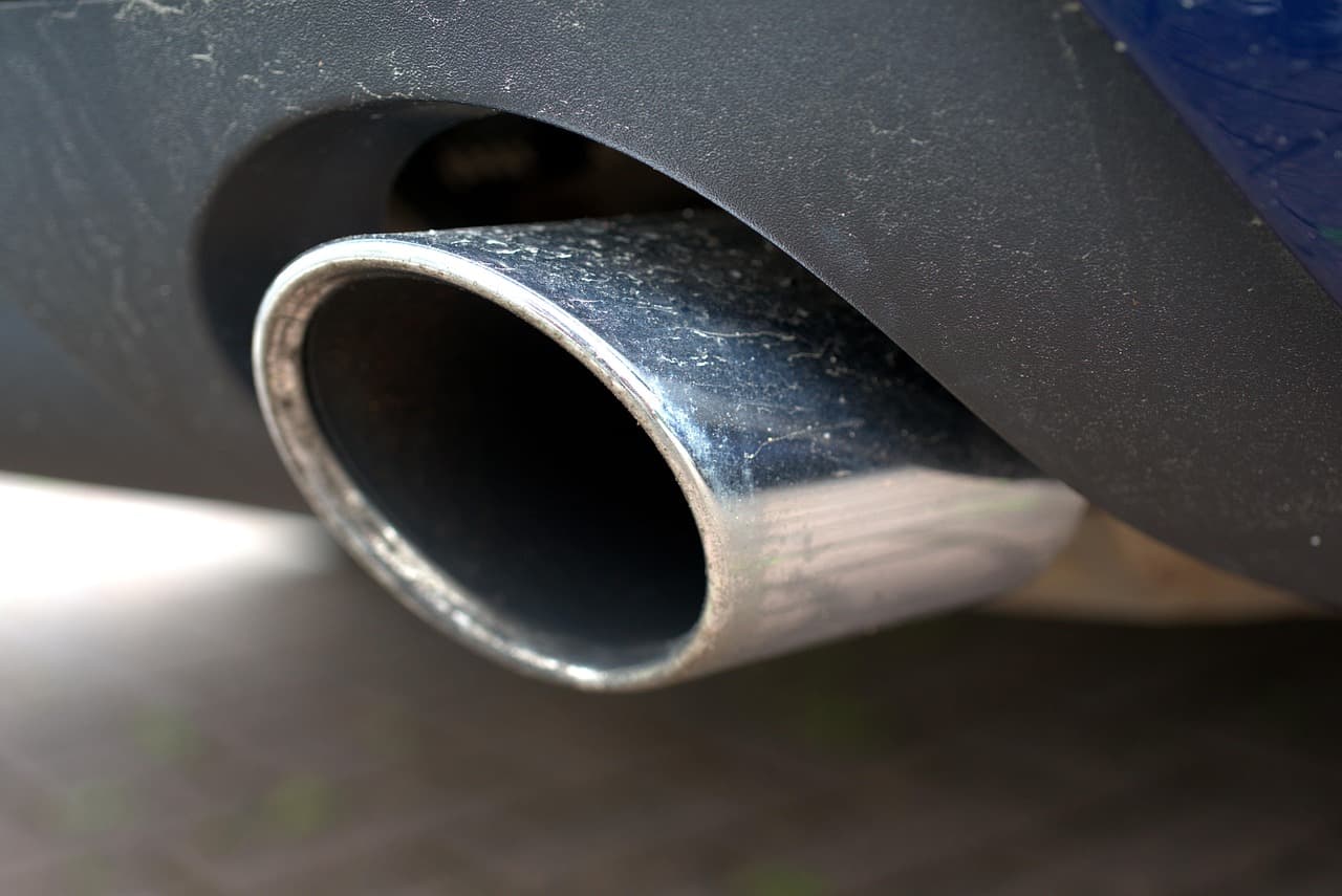 A car exhaust tailpipe